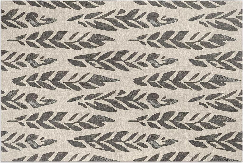 Bemalte Blätter im Boho-Vintage-Stil – Vinylteppich – 150x225 cm – Outdoor Teppich – Terrasse – Wetterfest – Modern