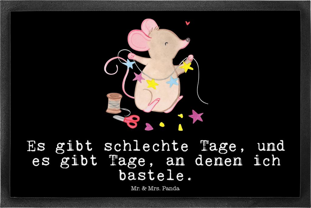 Mr. & Mrs. Panda Fussmatte Maus Basteln 40 x 60 cm - Schwarz - Geschenk, DIY, Fußabstreifer, Schmutzfangmatte, Schmutzfänger, fußmatte, Kreative...