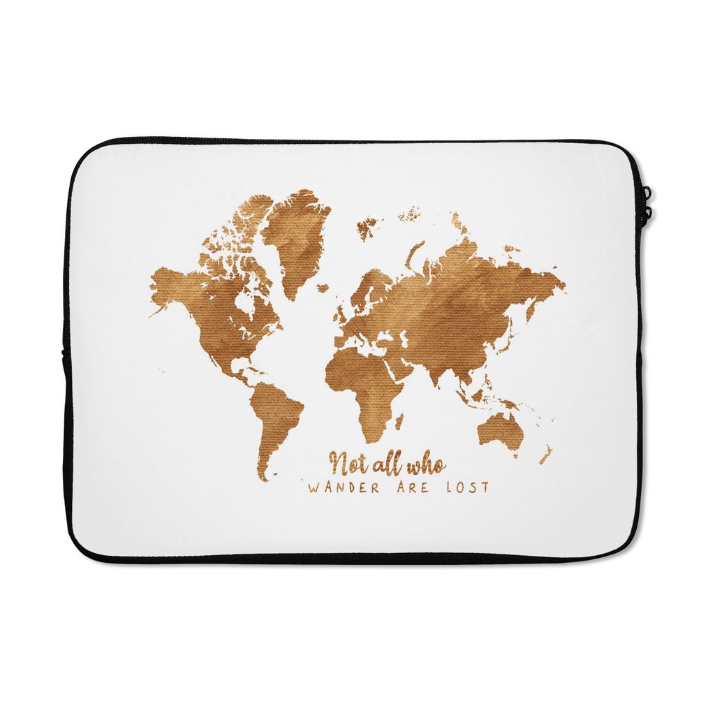 MuchoWow Laptop Hülle 13 Zoll Weltkarte - Bronze - Seil Laptoptasche - Laptophülle - Sleeve - Rundumschutz