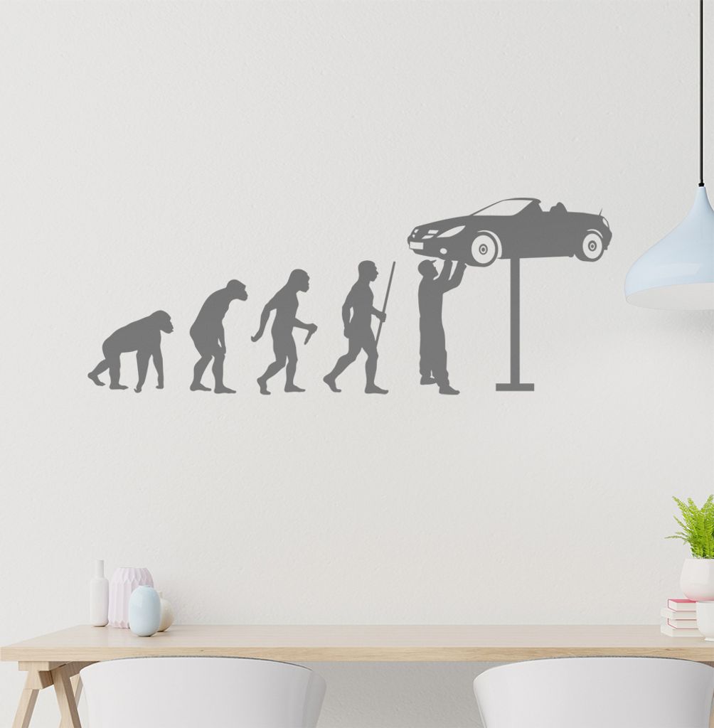 Automechaniker Evolution Wandtattoo Wandaufkleber Wall Sticker - Dekoration, Küche, Wohnzimmer, Schlafzimmer, Badezimmer