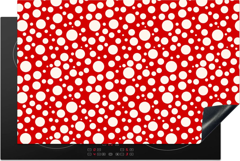 KitchenYeah Herdabdeckplatte Seifenblasen - Rot - Punkte - Muster , 80x52cm, Küche Deko, Glaskeramikfeld Herdabdeckung, Abdeckplatte fùr Kochfeld