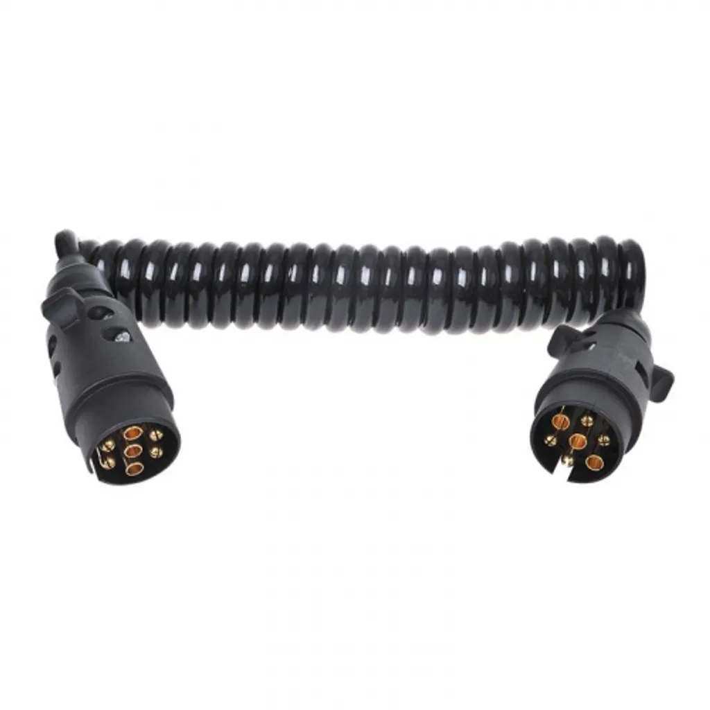 Câble de liaison 3 mètres spiralé en PVC 2x 7 broches anti-nœuds