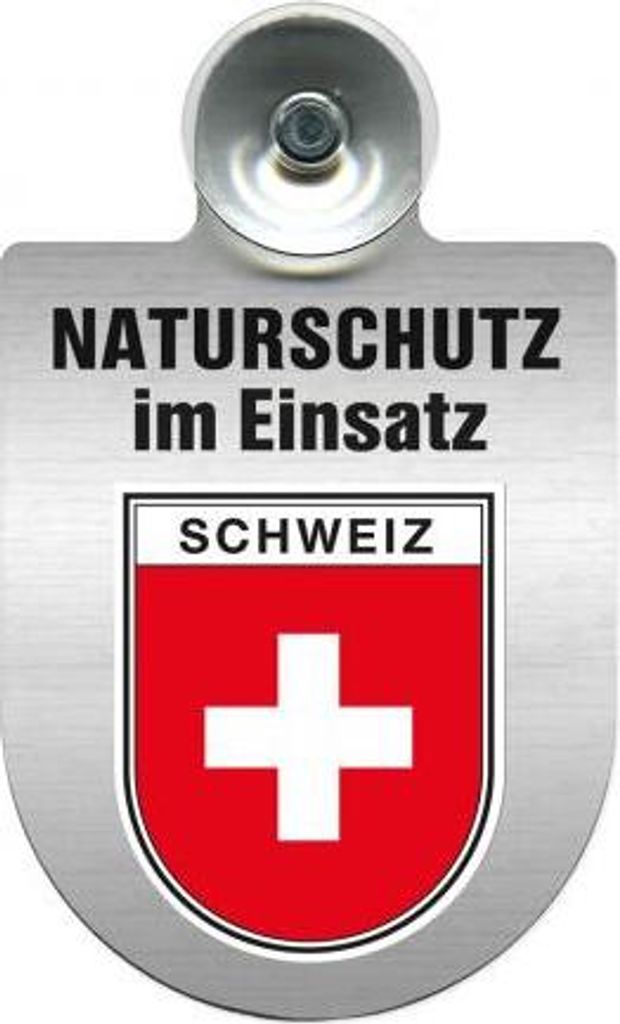 Einsatzschild mit Saugnapf - Naturschutz im Einsatz - incl. Regionenwappen 393826 Color - Region Schweiz
