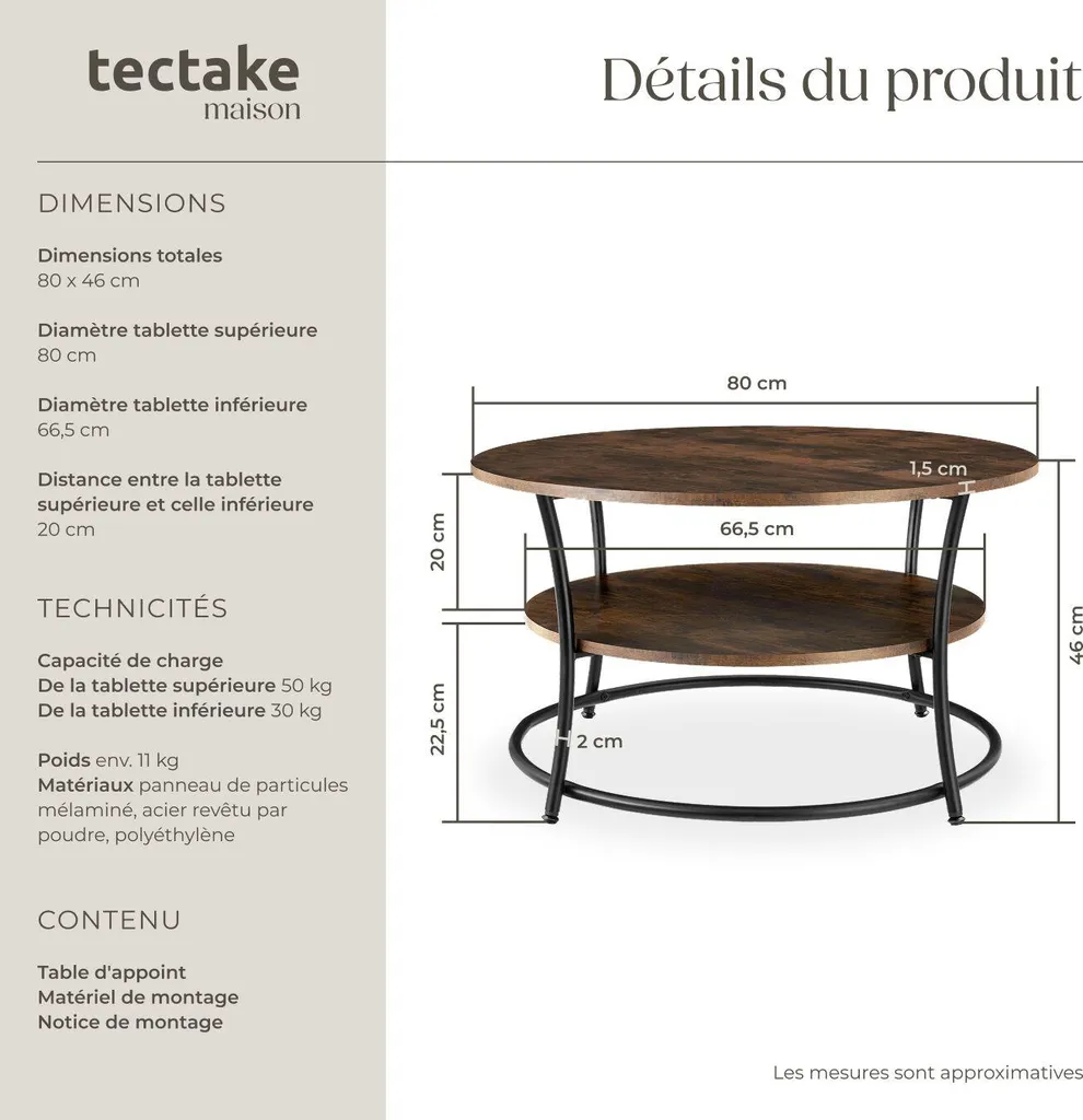 Bout de canapé stable pour salon encombré - Table basse industrielle