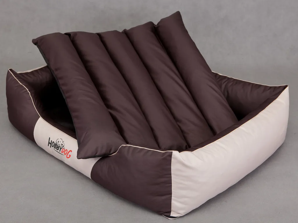 Cuscino per cani Lettino per cani - Sfoderabile - Lavorabile - Comfort - 65 x 50 x 20 cm [Taglia: L] - Marrone con lilla - 5