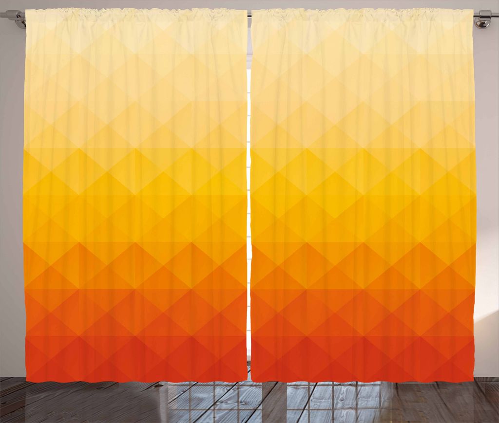 ABAKUHAUS Abstrakt Rustikaler Gardine, Dreieck Mosaik Poly, Schlafzimmer Kräuselband Vorhang mit Schlaufen und Haken, 280 x 225 cm, Zinnoberrot Ri...