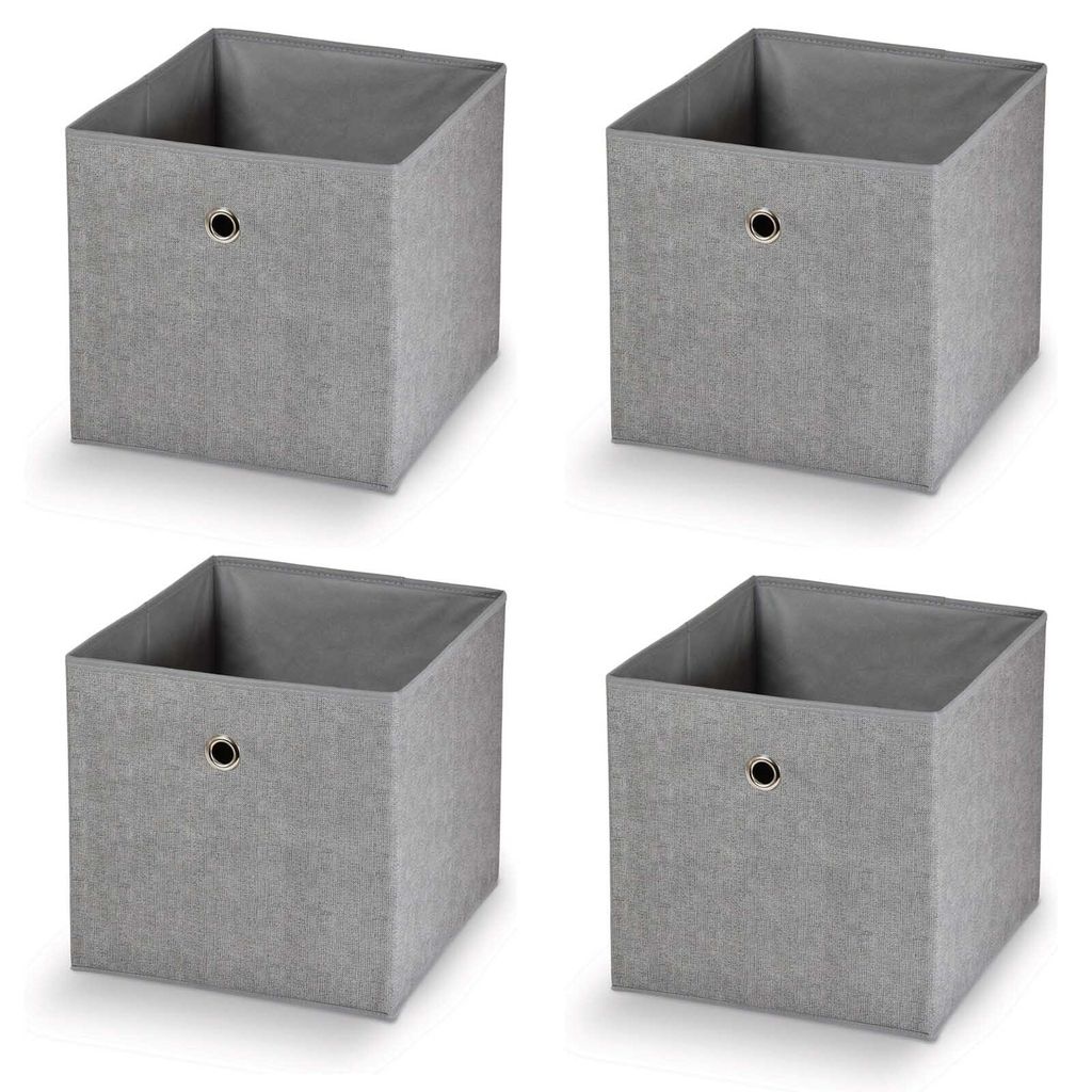 4x Faltbare Aufbewahrungsbox Polypropylen Grau 32x32x32 cm Produktbild 