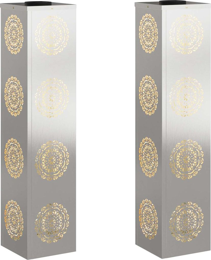 Solar LED Weg Licht 2 pcs Silber Edelstahl