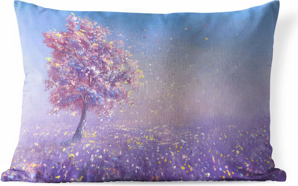 MuchoWow Outdoor Kissen - Baum - Sommer - Rosa - 60x40 cm - Wetterfest - Lounge Kissen - Zierkissen - Kissen für Innenräume