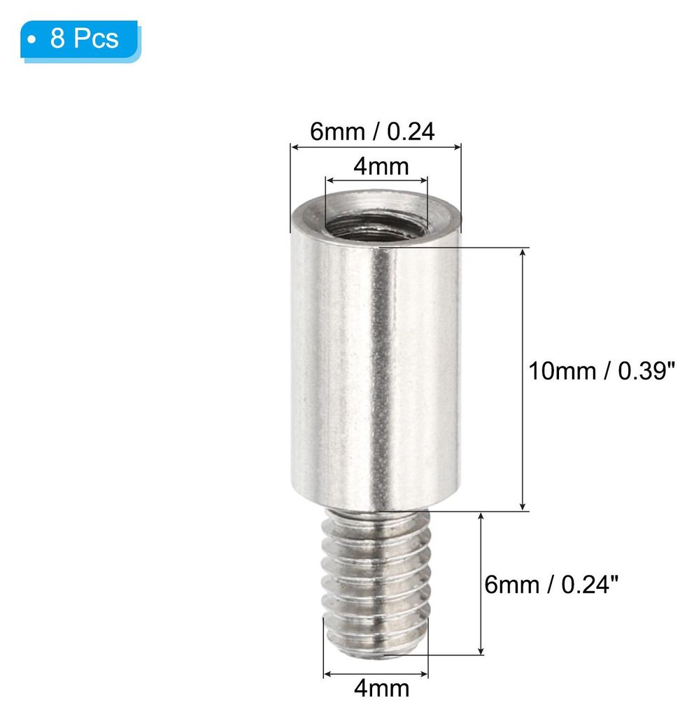 M4x10+6mm Runde Abstandshalter Schrauben Verl?ngerung Stifte 8 Stš¹ck Edelstahl Gewindehš¹lse Abstandsbolzen Schrauben Ersatz fš¹r Binden Nac...