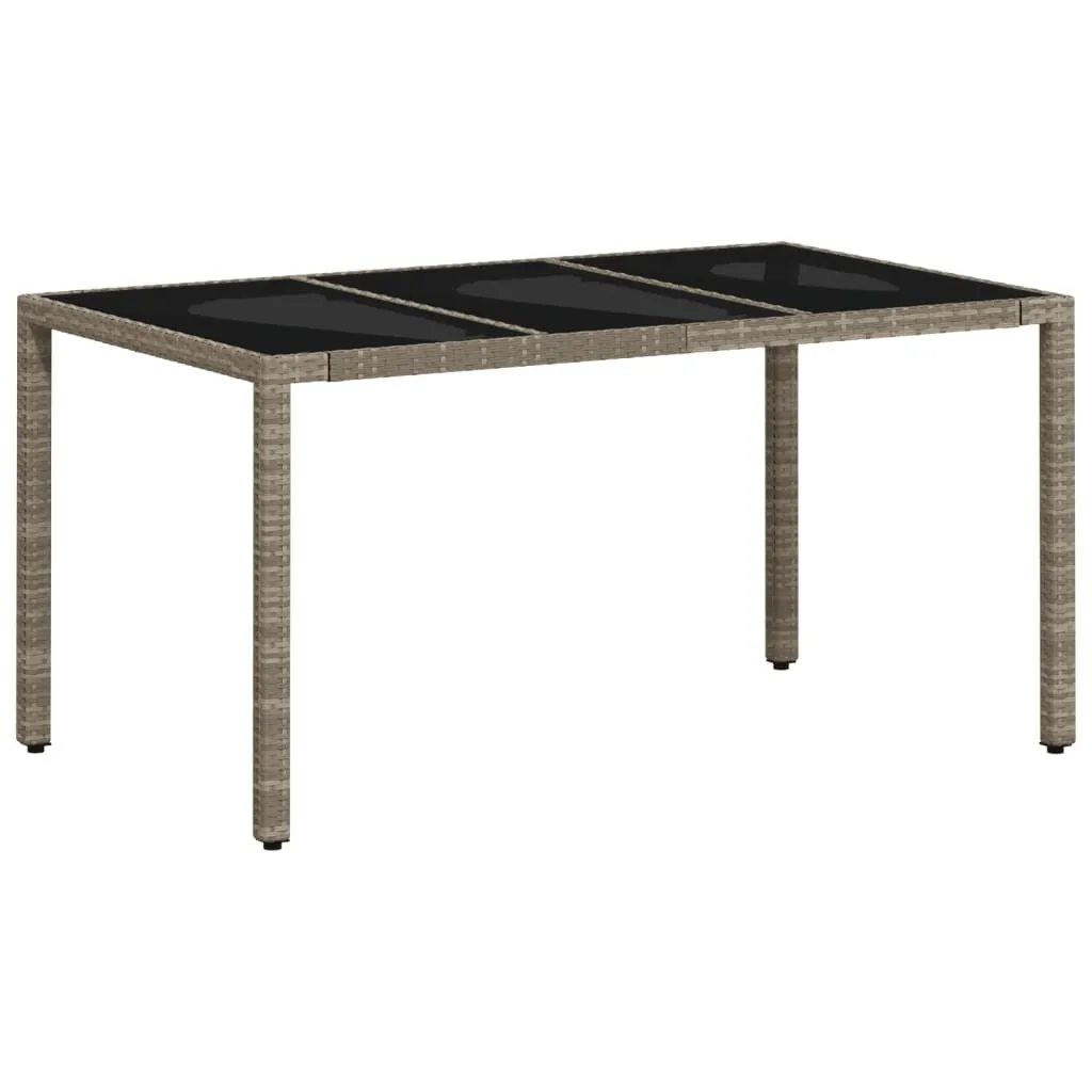 Tavolo Rettangolare 150x90 Poly Rattan Grigio Vetro per Bar e Patio