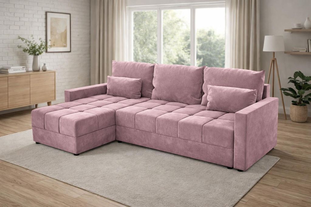 Ecksofa DOMINO L mit Schlaffunktion, Bettkasten, L-Form Produktbild 