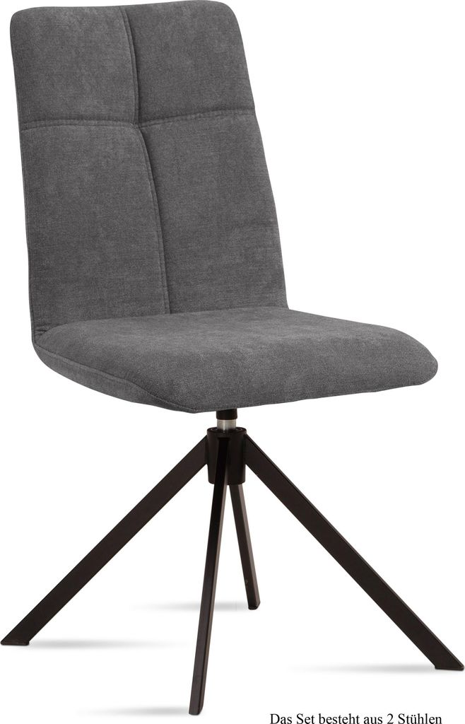 Esszimmerstuhl drehbar (2er-Set) Debbie 47x92x60 Schwarz/Grau