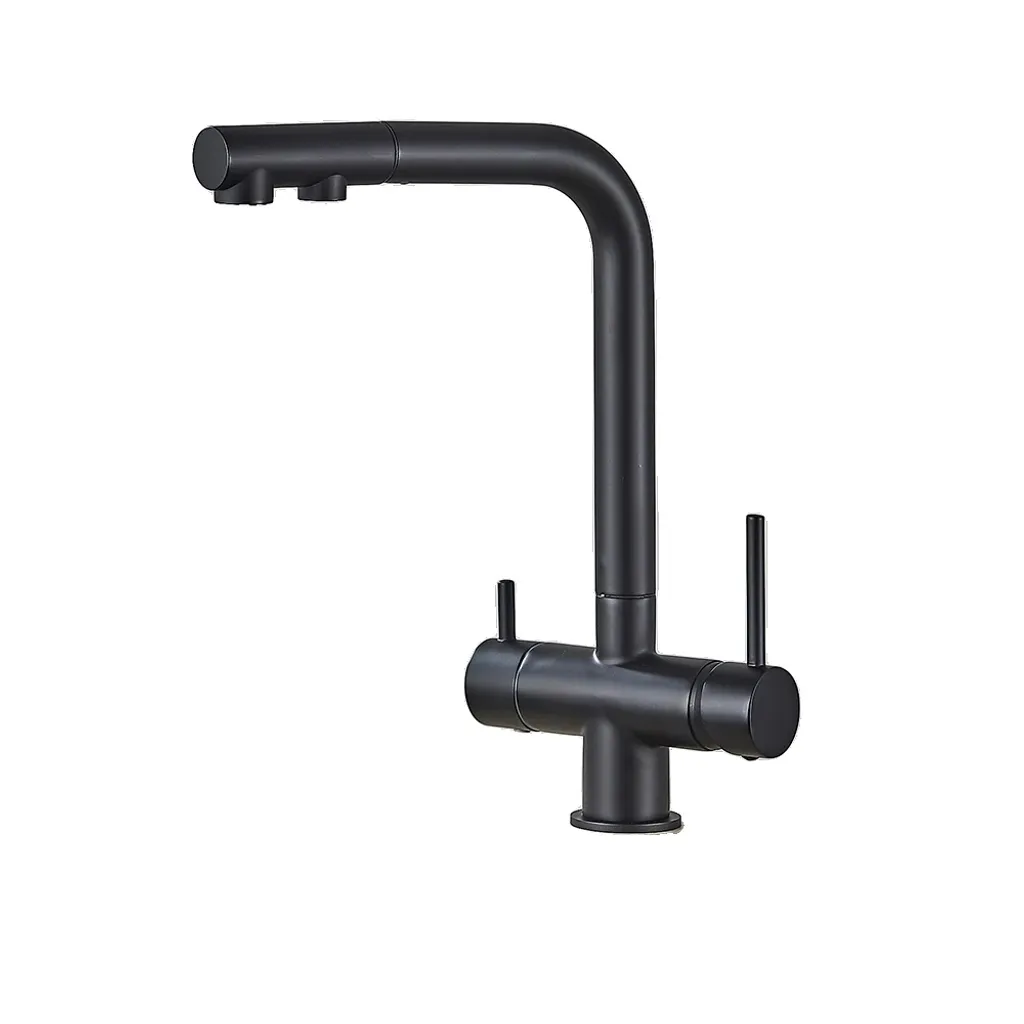 Rubinetto da cucina a soffitto, doppio supporto, orientabile a 360 gradi, annerito