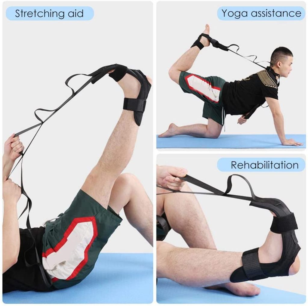 Ceinture De Stretching En Nylon Léger - Pour Exercices Jambes/épaules, Avec Boucle Ajustable - Couleur Bleue