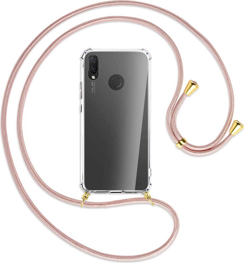 Handykette Backcover-Schutzhülle mit Band (Metall goldfarben) für Huawei P Smart Plus, nova 3 / 3i - roségold