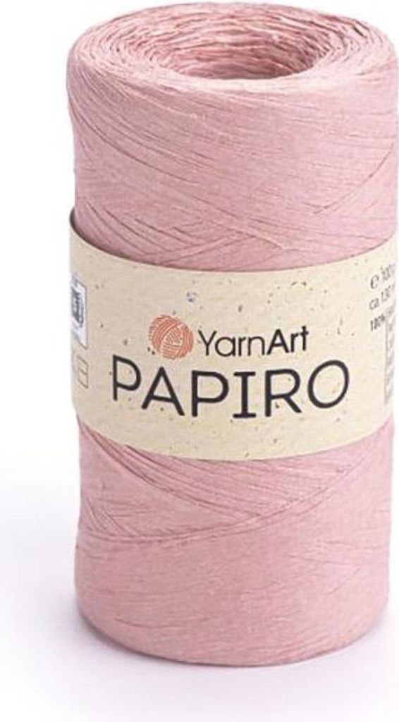 Yarnart Papiro 100% Papiergarn Rafia 130m - Blassrosa, ideal für Sommerprojekte