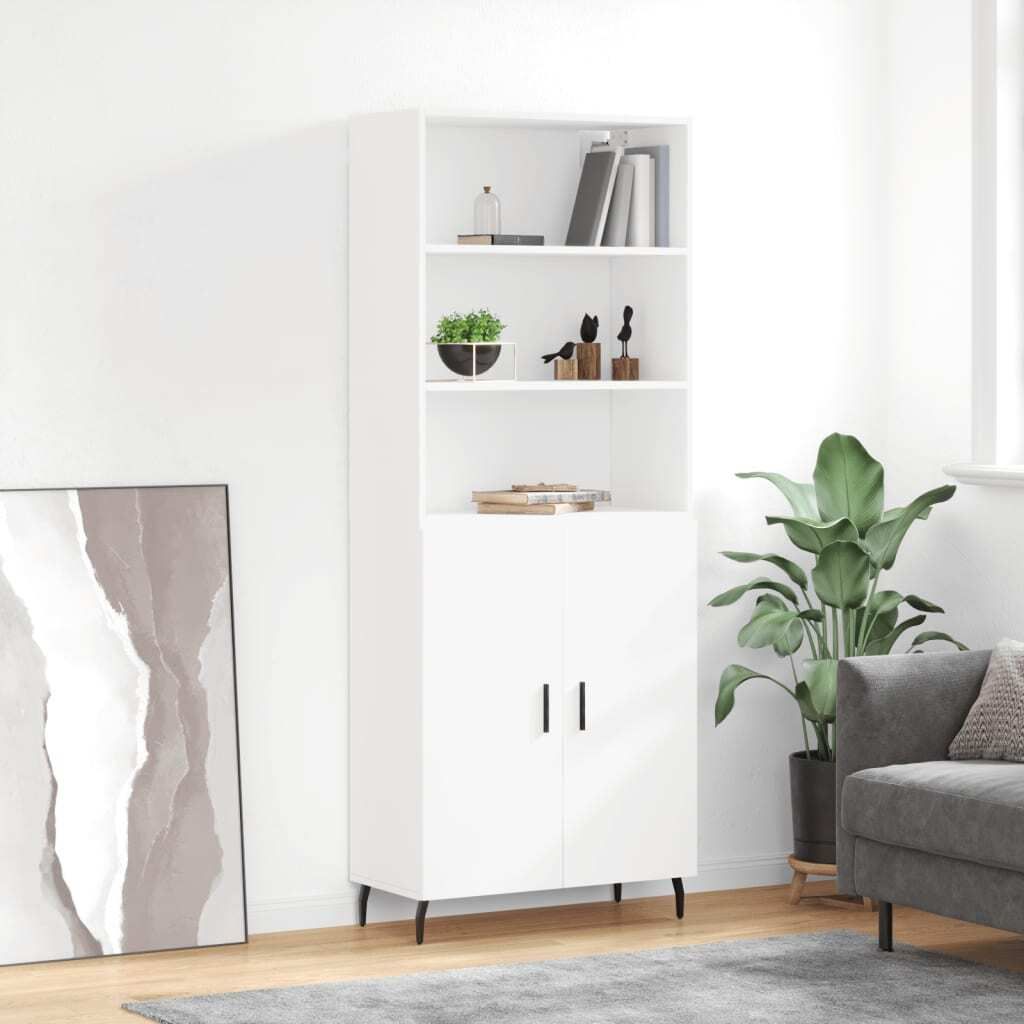 The Living Store Highboard Weiß 69,5x34x180 cm Holzwerkstoff