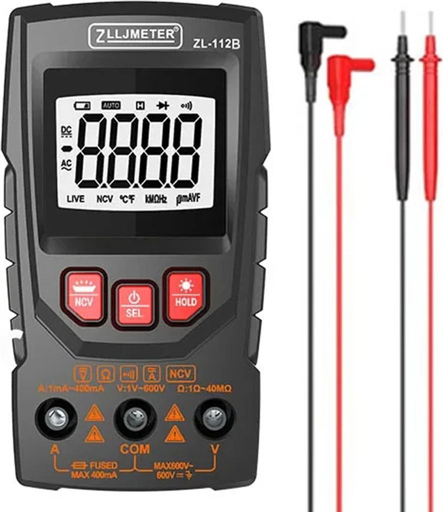 Professionelles digitales Multimeter, Farbdisplay, Handmultimeter, NCV-Tester, professionelles Messgeraet fuer Spannung, Strom, Kapazitaet, Widerst...