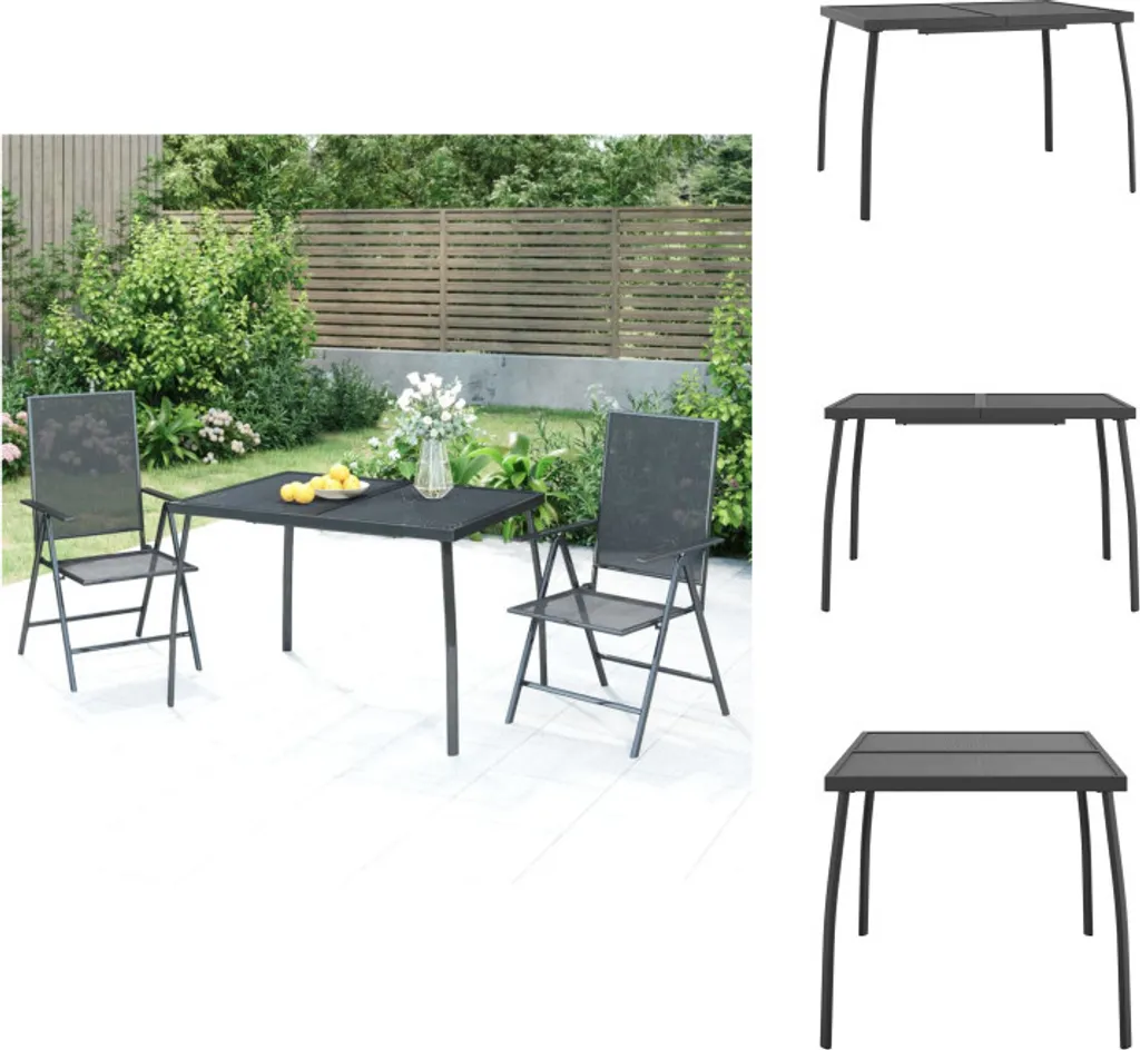 Tavolo Giardino Antracite 110x80x72 cm Acciaio Mesh vidaXL in Offerta