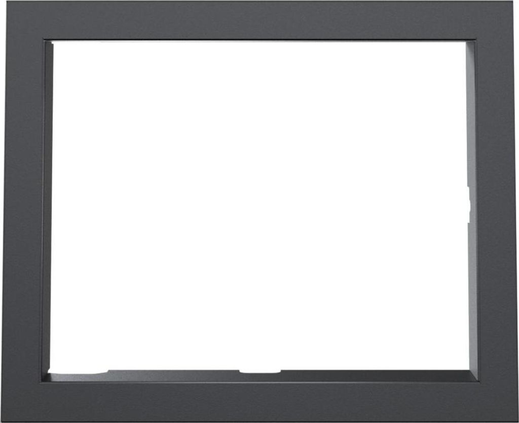 A dark gray metal frame on a white background.