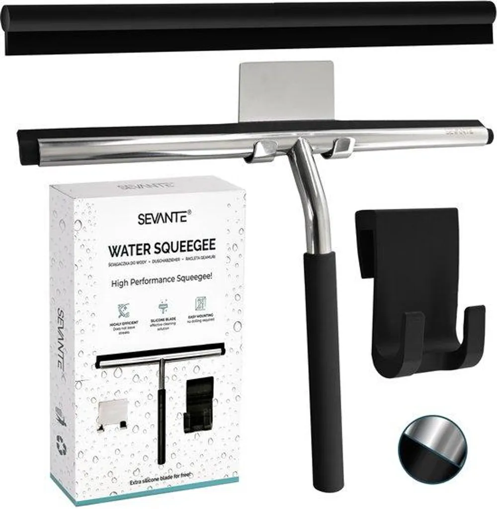Nettoyeur de douche métal noir 25,5 cm pour entretien facile des vitres