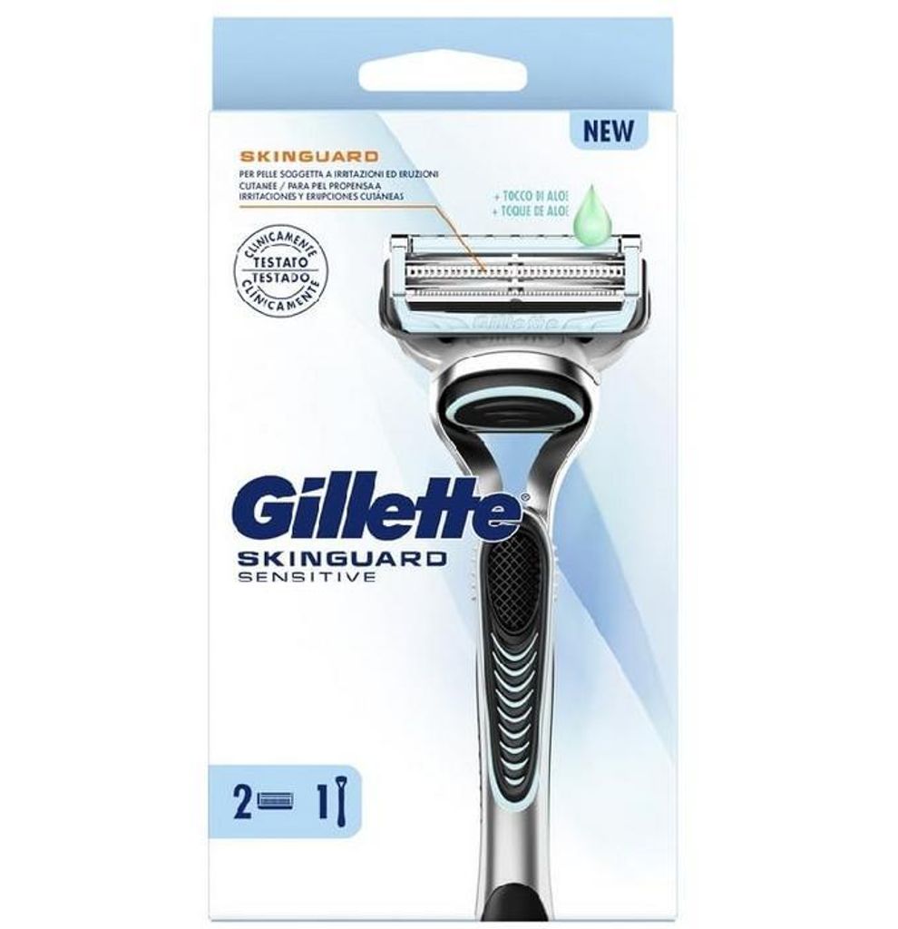 Gillette Skinguard Sensitive 1 Handle, 2 Replacement Blades Produktbild 