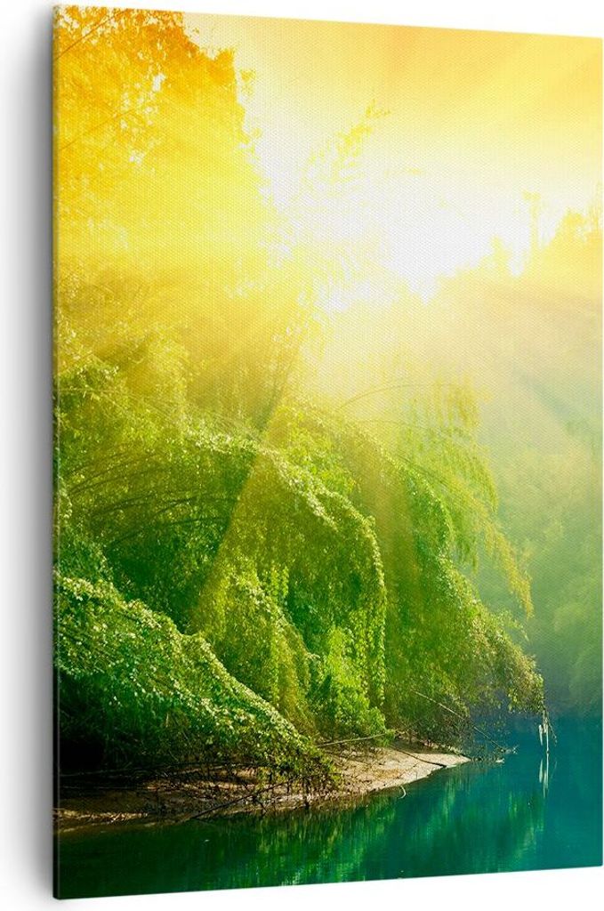 Bild auf Leinwand - Leinwandbild - Einteilig - Tropen Bäume Fluss - 70x100cm - Wand Bild - Wanddeko - Wandbilder - Leinwanddruck - Wanddekoration ...