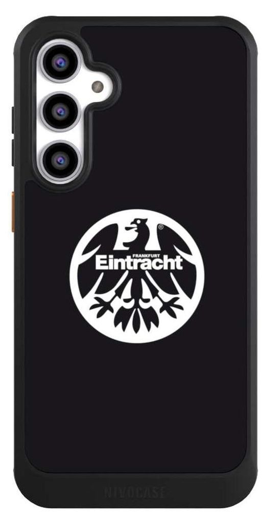 NIVOCASE Hülle für Samsung Galaxy S23 FE Handyhülle NIVOcore Case Schwarz Adler Eintracht Frankfurt Logo