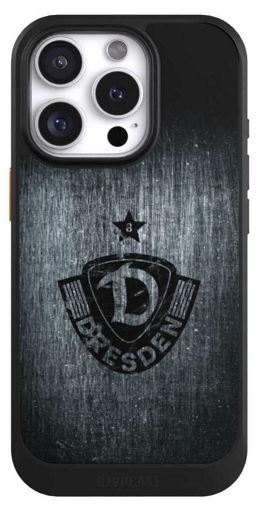 NIVOCASE Hülle für Apple iPhone 16 Pro Handyhülle NIVOcore Case Schwarz Offizielles Lizenzprodukt SG Dynamo Dresden Vintage