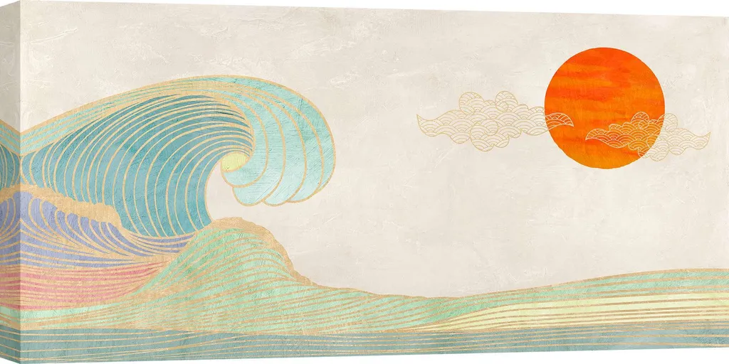 Décoration Murale Style Nordique : Toile Imprimée La Grande Vague 70x35 cm