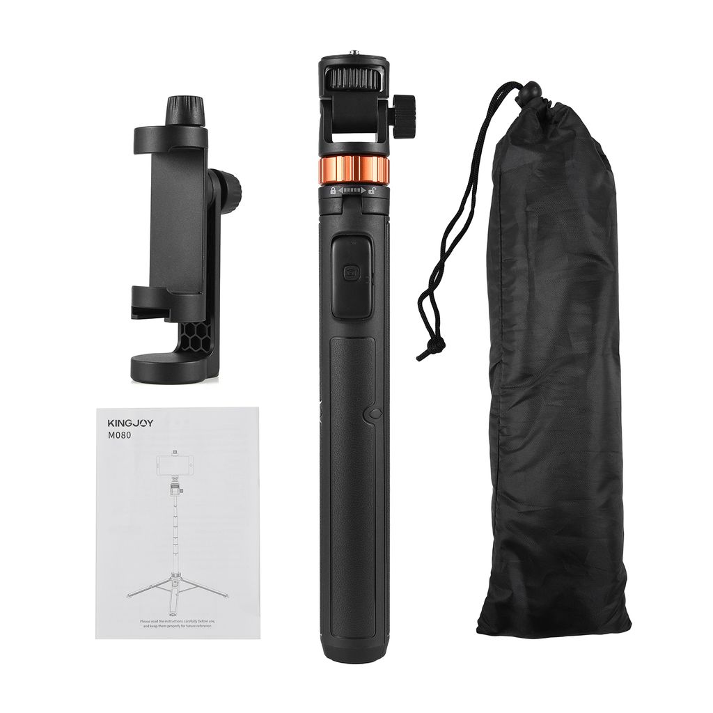 KINGJOY M080 70 Zoll ausziehbarer Selfie-Stick-Stativ Handhalterung fuer Fotografie Desktop-Stativstaender mit 1/4-Zoll-Schraube Telefonhalter Kabe...