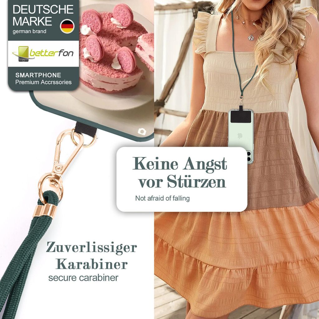 Handykette Universal + Farbauswahl + zum Umhängen für Handyhülle Hülle Cover Dunkel-Grün
