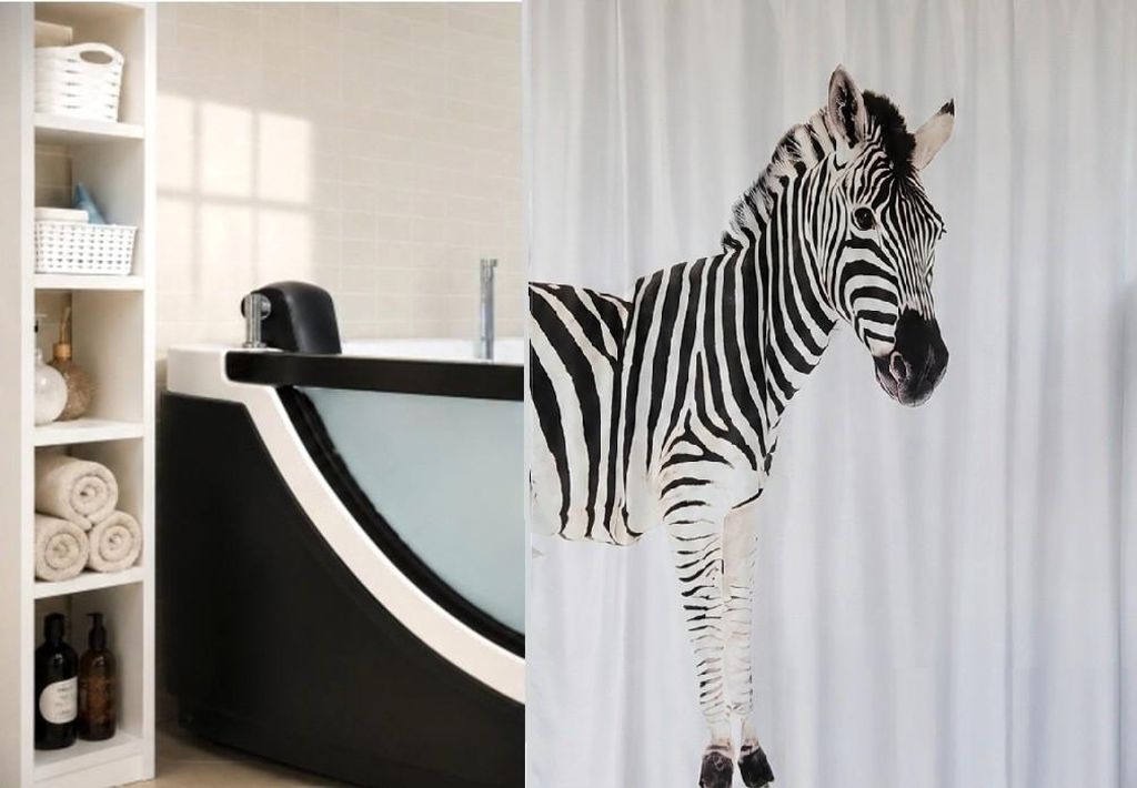 Spirella Zebra Black Duschvorhang 180x200 cm Schwarz Weiß Produktbild 