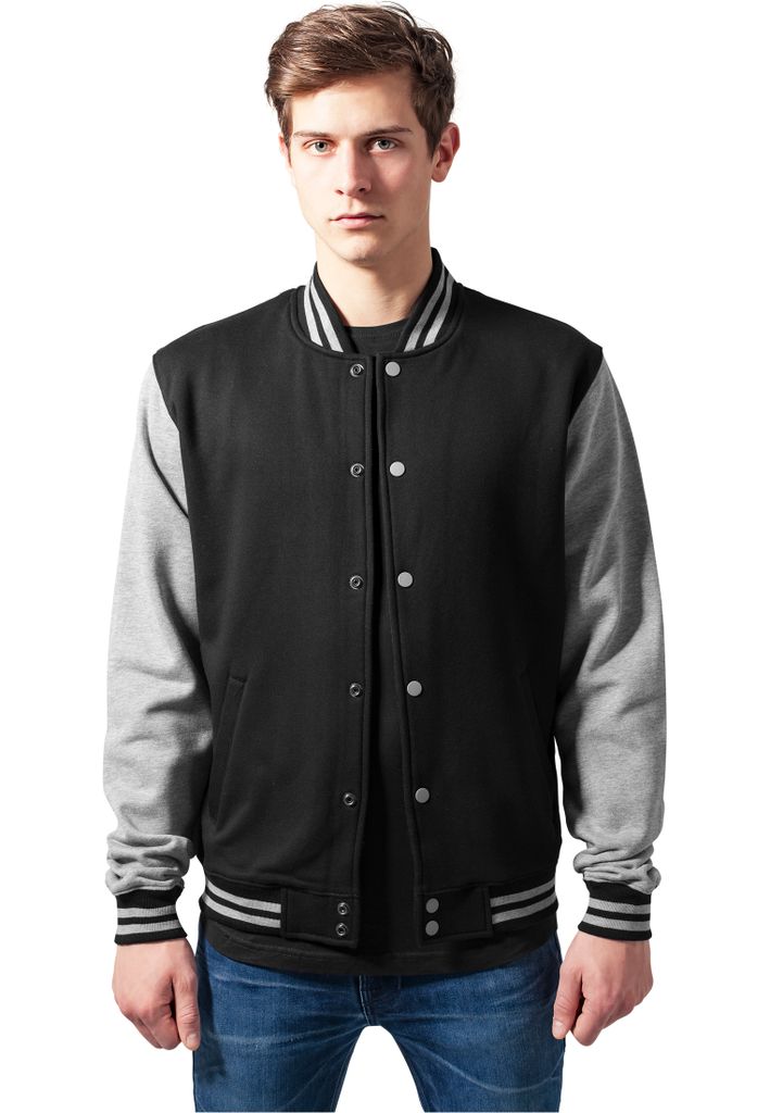 Urban Classics - 2-tone College Sweatjacke, College Jacke TB207 black/grey Größe S