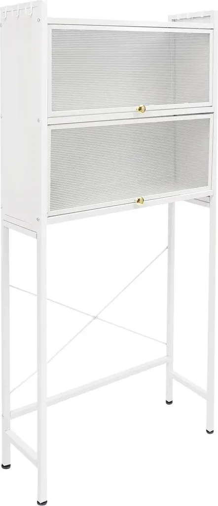 Meuble lave-linge 3 niveaux avec 2 armoires en acier blanc 165x68cm