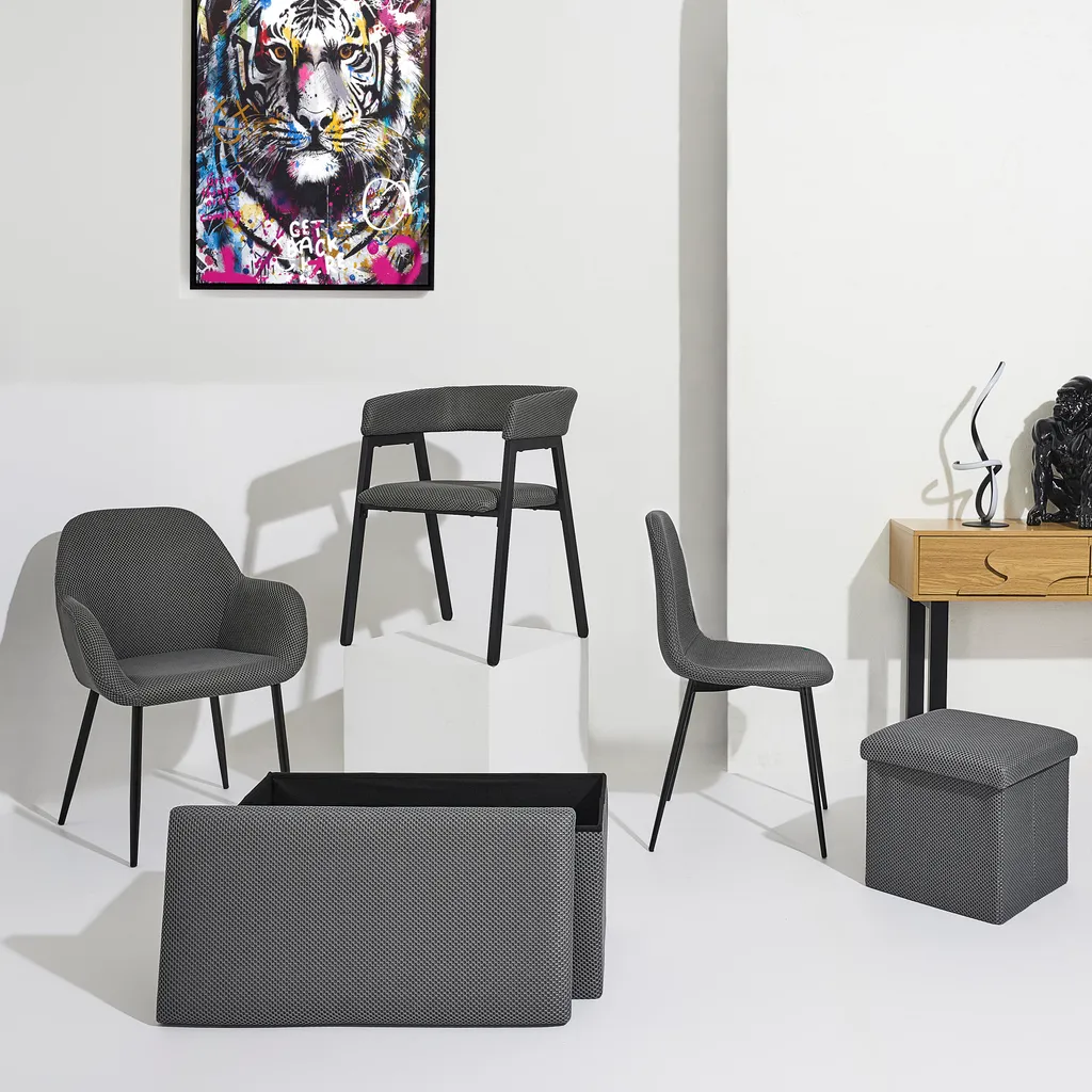 Lot de 2 Fauteuils Gris Atome - Chaises d'Appoint Confortables et Chic - 10