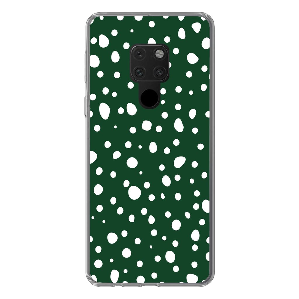 MuchoWow Handyhülle Schutzhülle Hülle für Huawei P40 Lite Polka dots - Weiß - Grün Silikon Softcase Handy Hülle - Handy