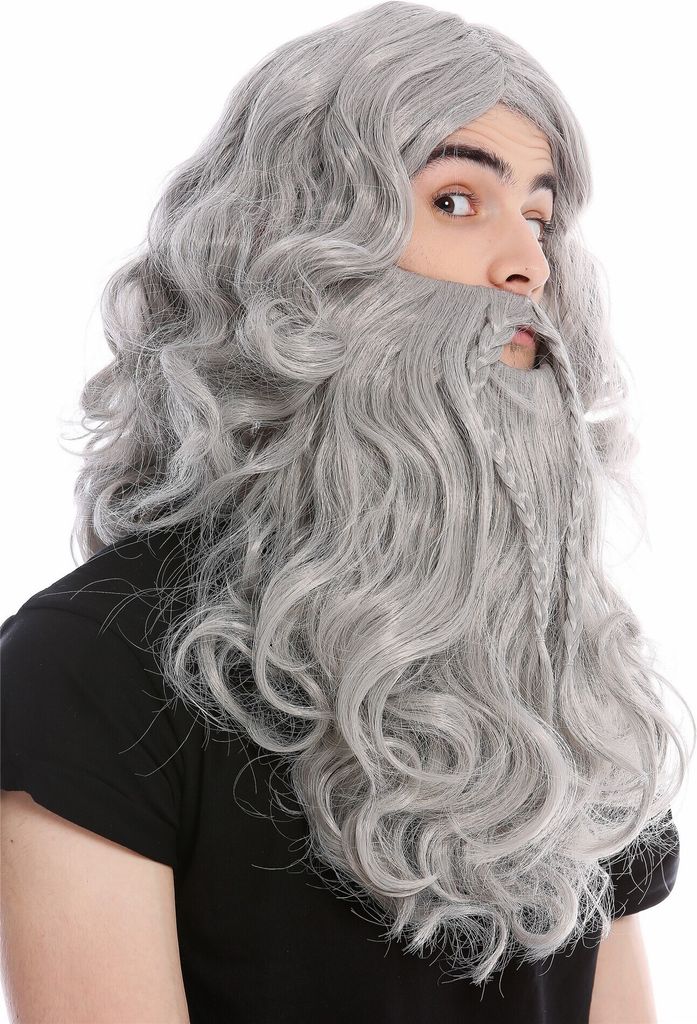 WIG ME UP Perücke Bart Wikinger Barbar Grau 90760-A+B-ZA68E Produktbild 