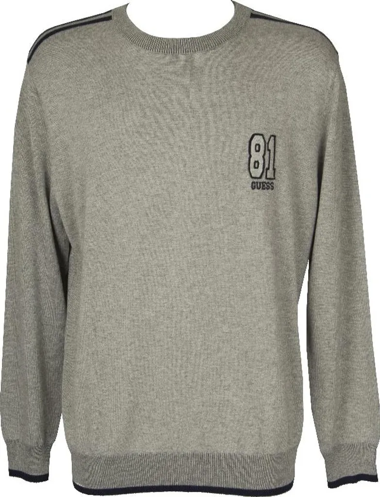Pull en Maille Fine GUESS XL - Chandail Col Rond Coton et Viscose Noir