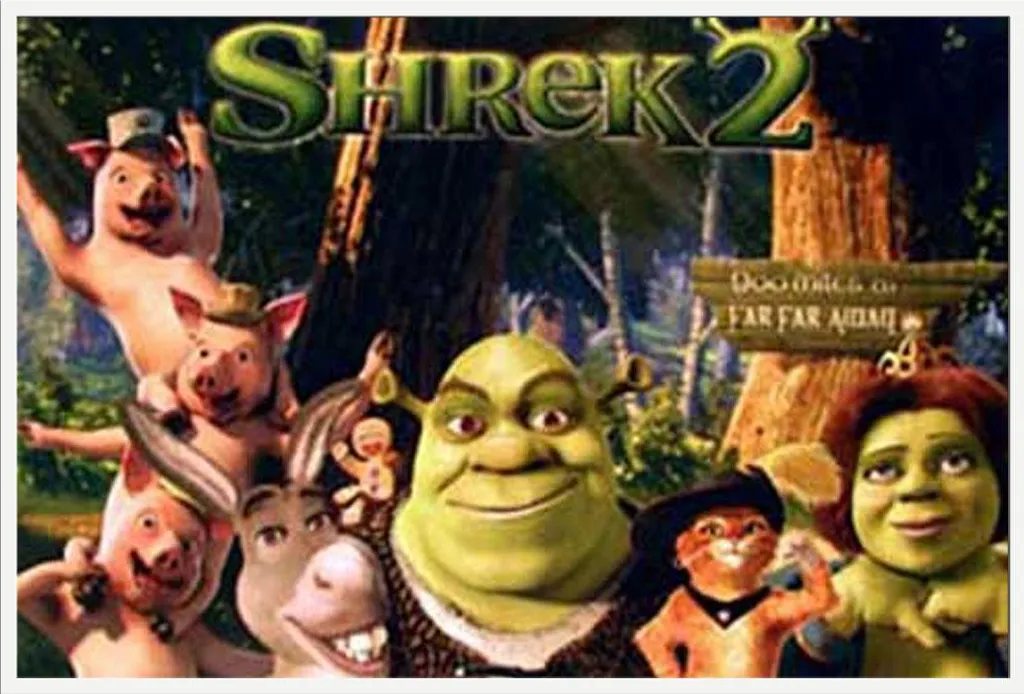Affiche Shrek 2 Forest Group Cadre Blanc Shinsuke et Vitre Acrylique