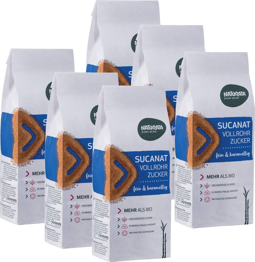 Sucanat Vollrohrzucker, 6 x 400 g