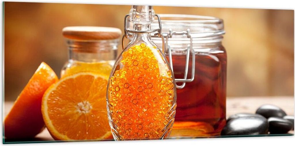 Bilder auf glas - Essen Honig Glas Vitamin - 120x50cm - Glasbilder - Wandbilder - Kunstdruck - zum Aufhängen bereit - Wanddekoration aus Glas - Gl...