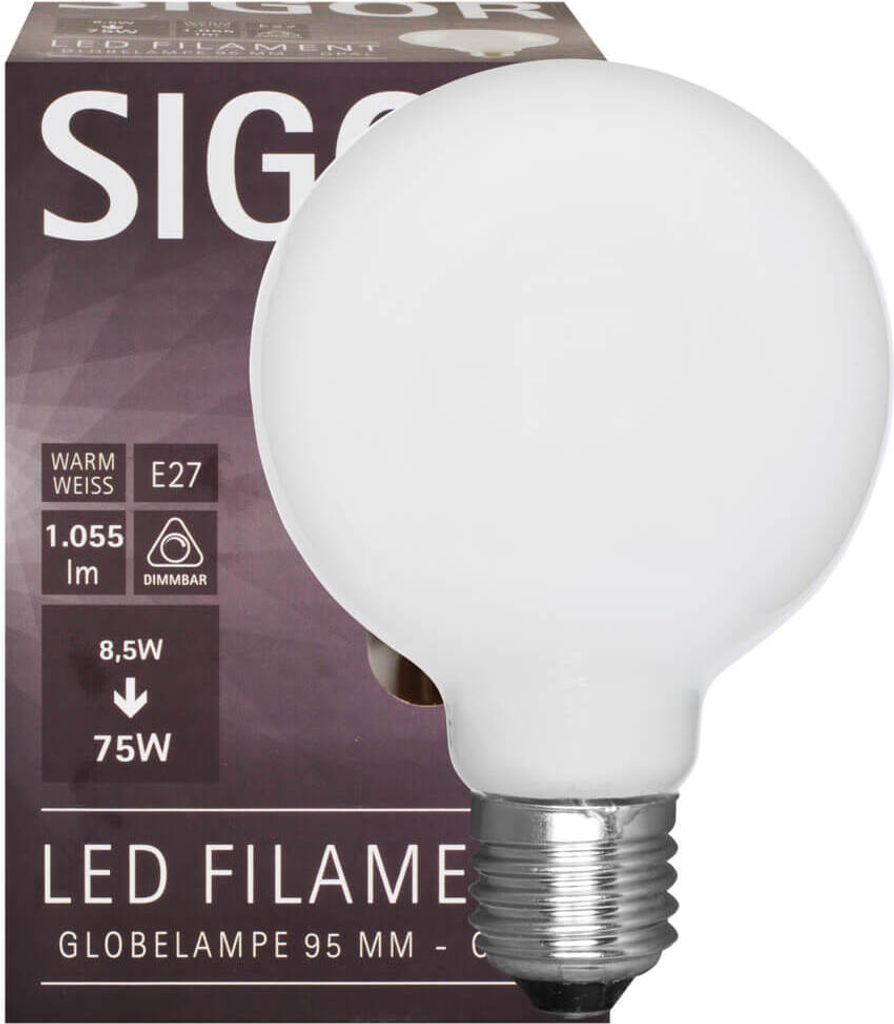 Żarówka LED Globe G95 E27 9W opal ściemnialna 2700K ciepła Zdjęcie produktu 