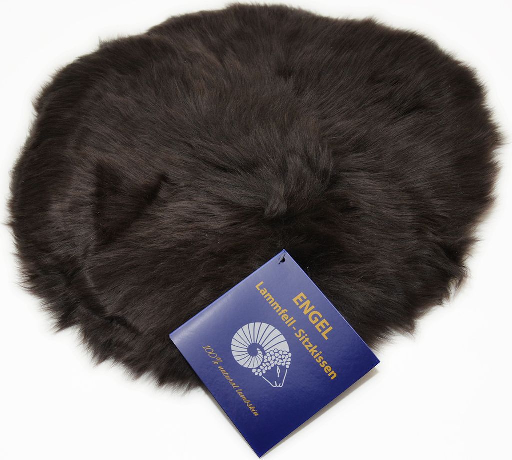 Sitzauflage Diana aus Lammfell hochwollig Mocca Ø 34cm