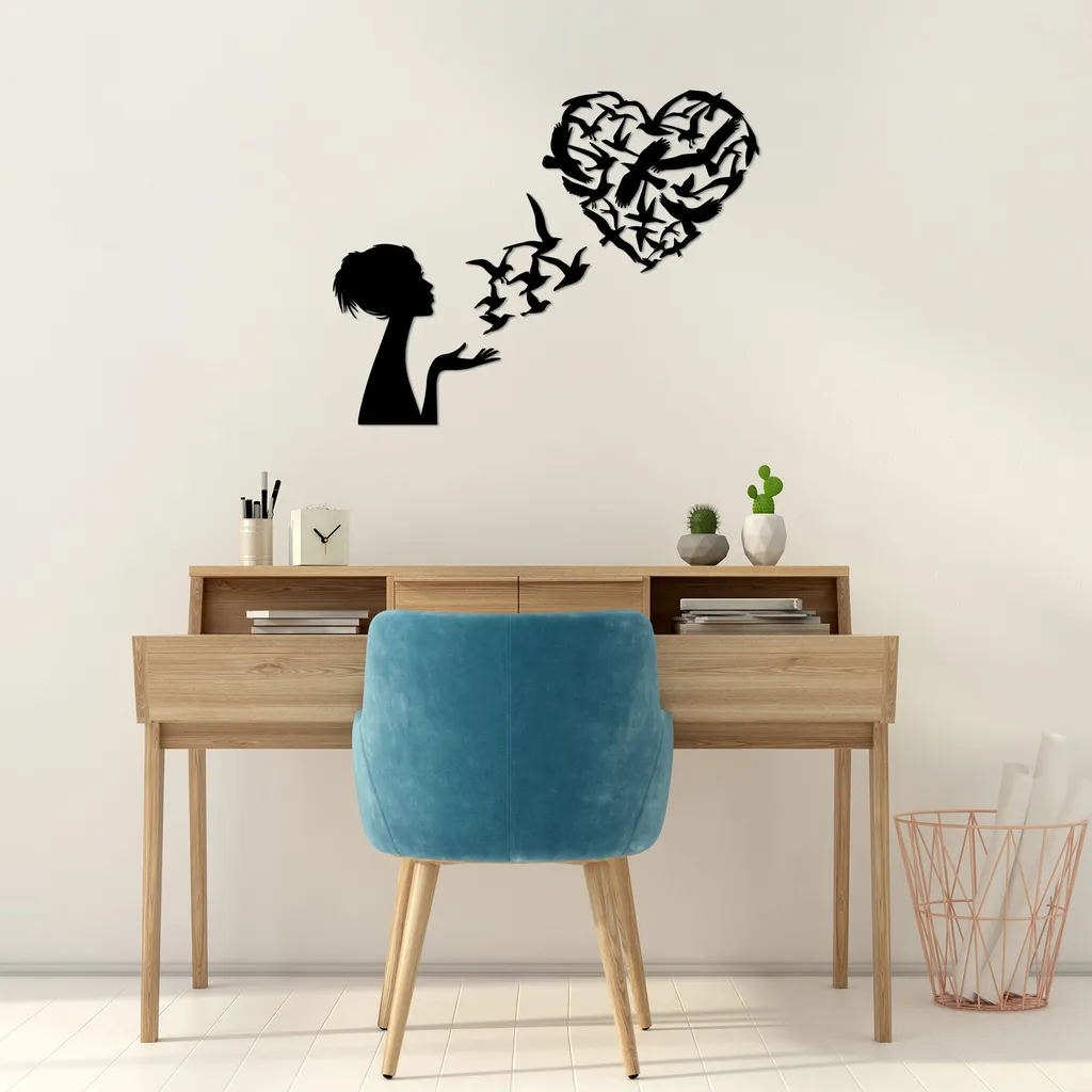 Décoration Murale Oiseaux en Métal Noir Wallity - Tableau Design 63x50