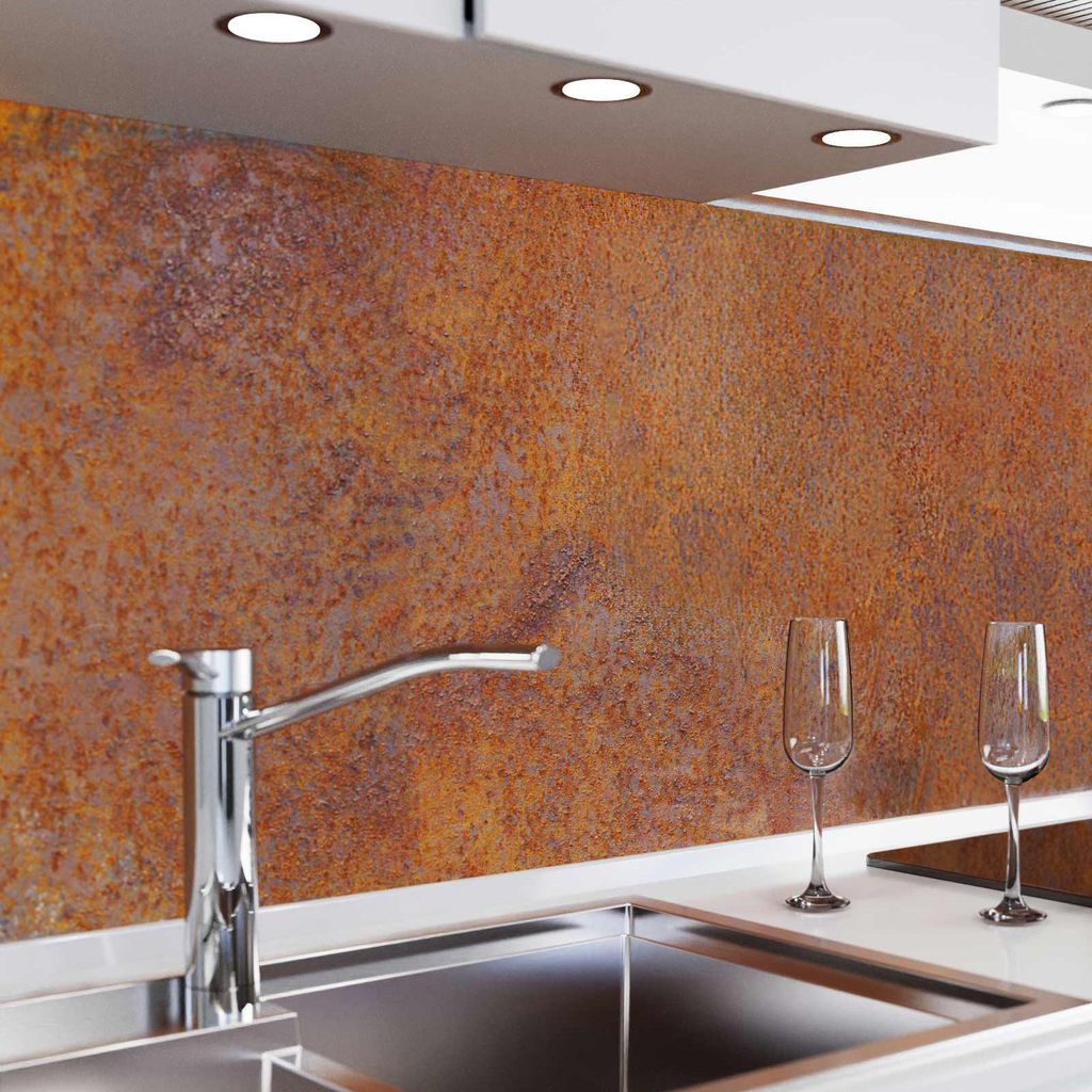 danario Küchenrückwand selbstklebend - Matt - Spritzschutz Küche - versteifte PET Folie - 0,36 mm - Rost - 60cm x 80cm