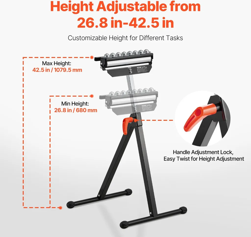 Support à roulettes réglable 68-108cm multi-usages charge max 136kg