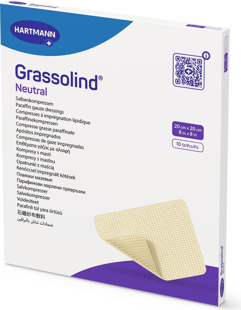 Hartmann Grassolind Salbenkompresse steril 20x20 cm | Packung (10 Stück)