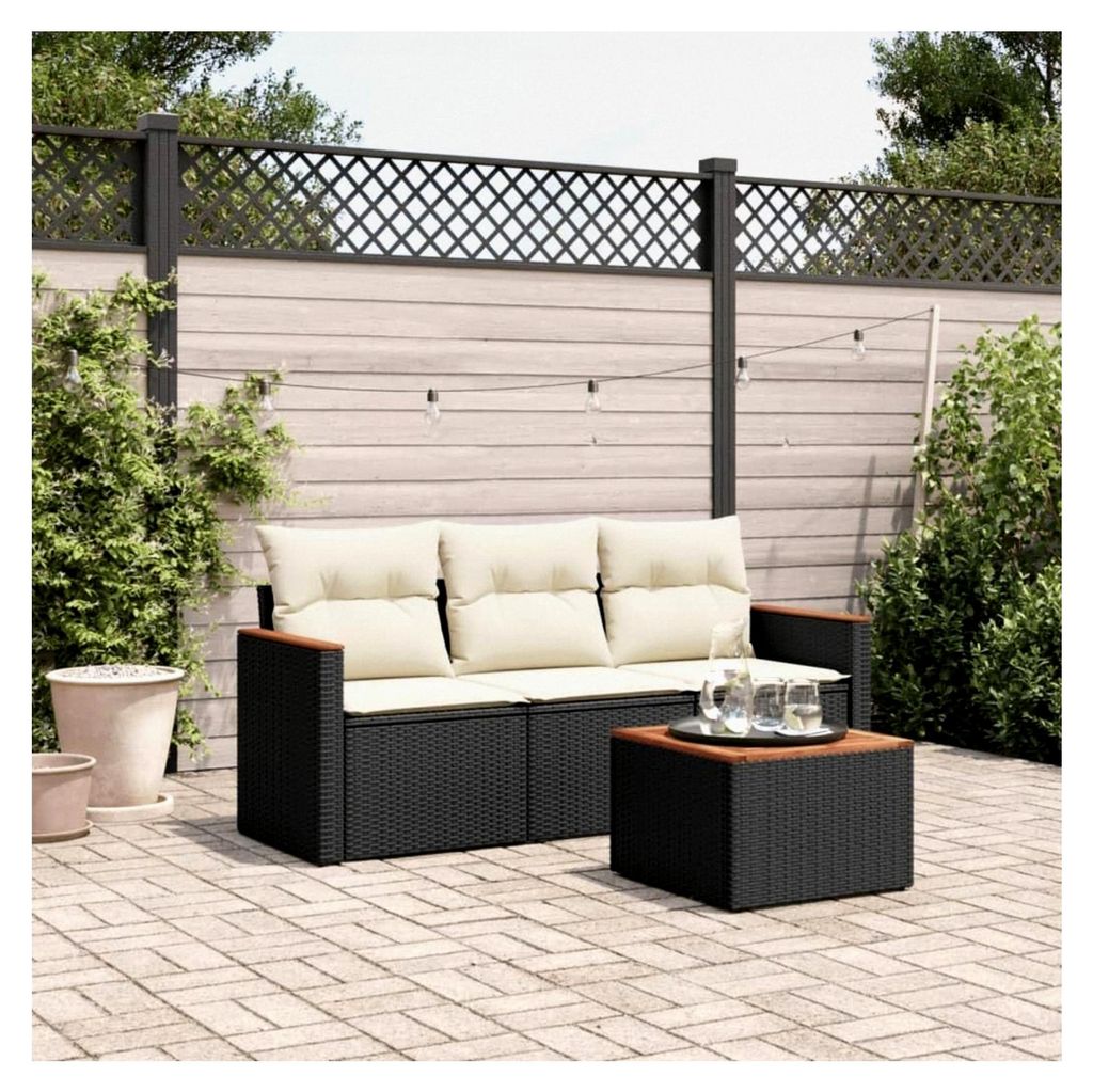 3-Sitzer Balkon Lounge Sofa Outdoor Rattansofa Gartenlounge Polyrattan Balkonmöbel Gartenmöbel mit Stauraum, Langlebigem Material und Modularer G...
